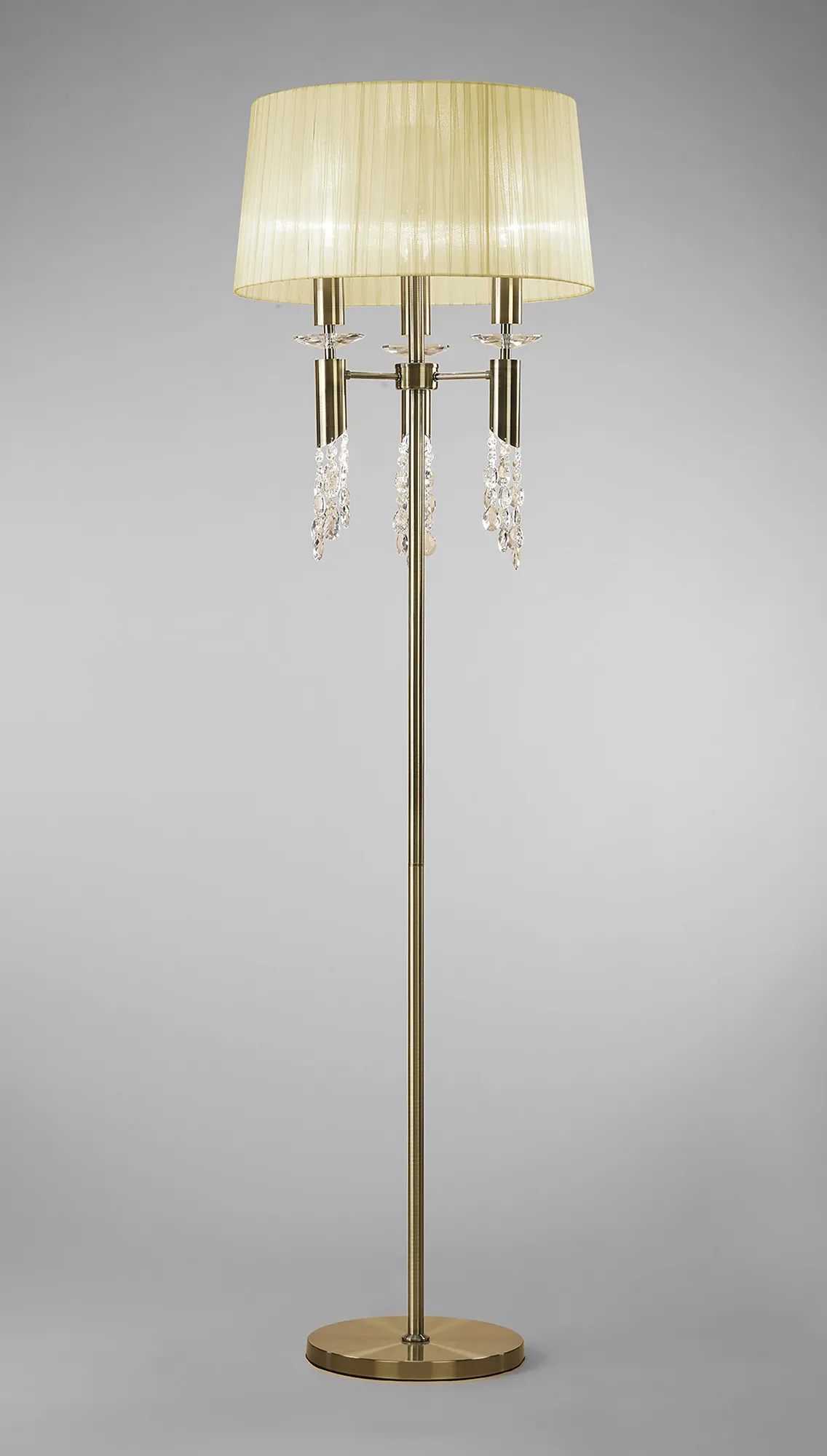 Tiffany Antique Brass-Cream Crystal Floor Lamps Mantra Shaded Floor Lamps